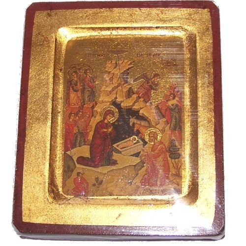Holy Land Market Nativity of Our Lord Icon with Sheets of Gold (Lithography)、mySite、topwebapps