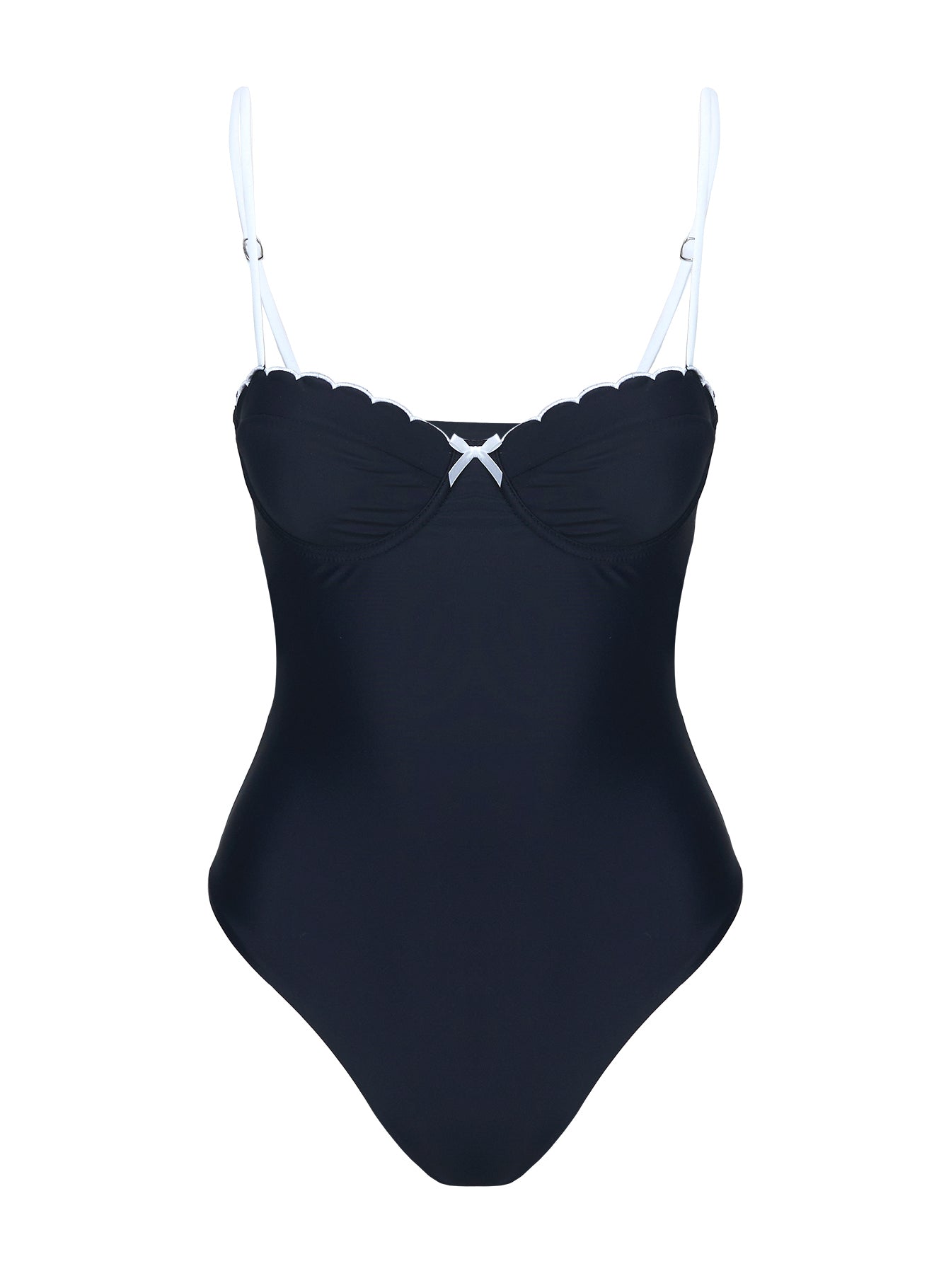 Claryssa Scallop One Piece Black、mySite、solidvoid
