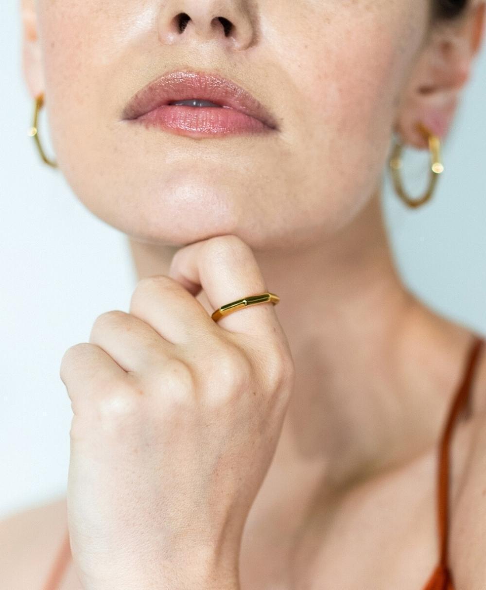  Bo Hex Ring 18ct Gold Plated
