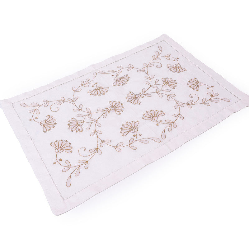 Cotton Table Mat Set | Placemats | White & Beige | Set of 4、mySite、camillekostekn