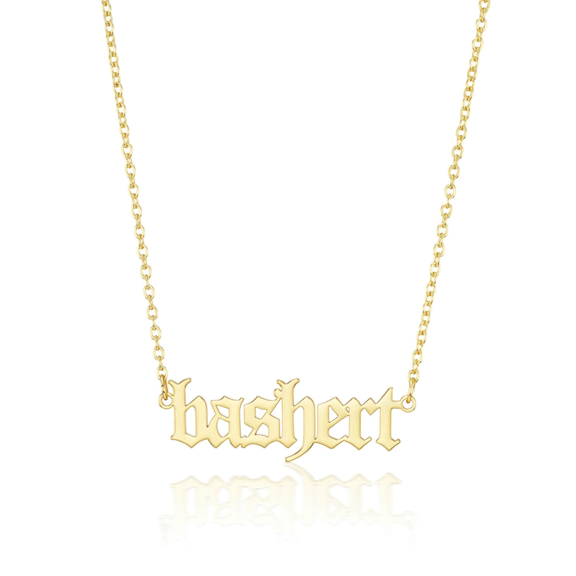 Gothic Bashert Nameplate Necklace by Mad Fine - 10k Solid Gold、mySite、topwebapps