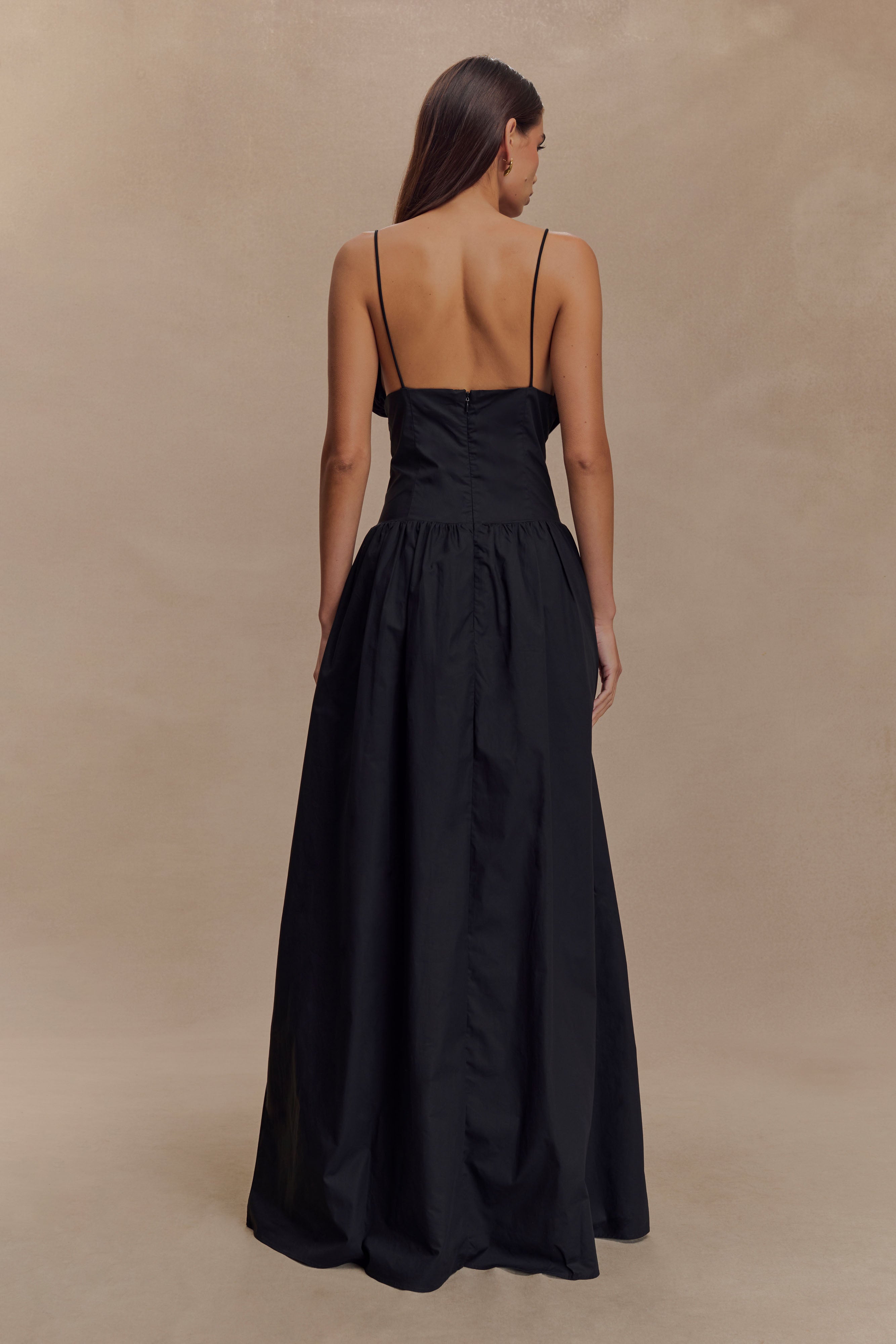 Janis Cotton Frill Maxi Dress - Black、mySite、solidvoid