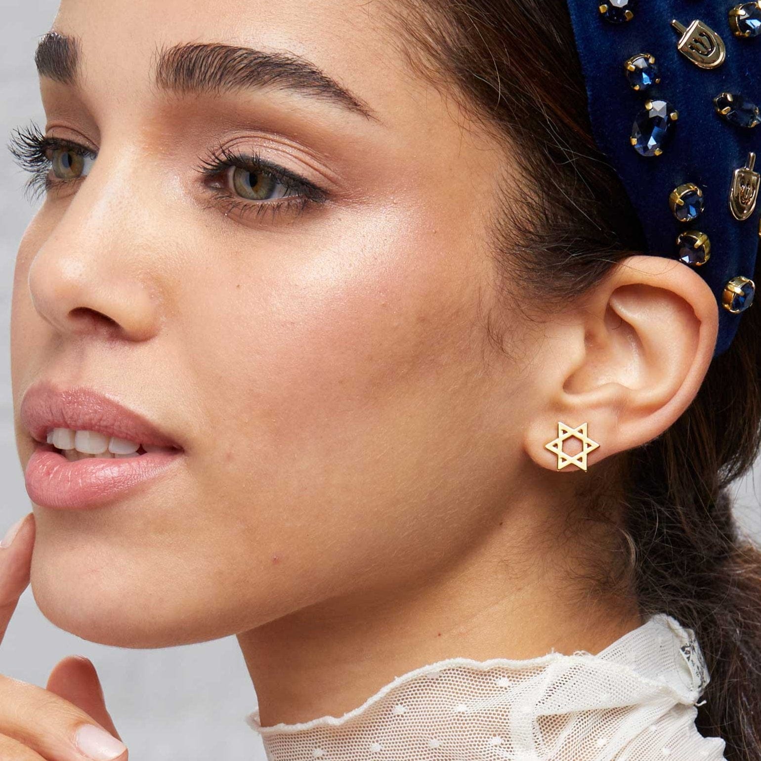 Gold Star of David Stud Earrings by Lele Sadoughi、mySite、topwebapps