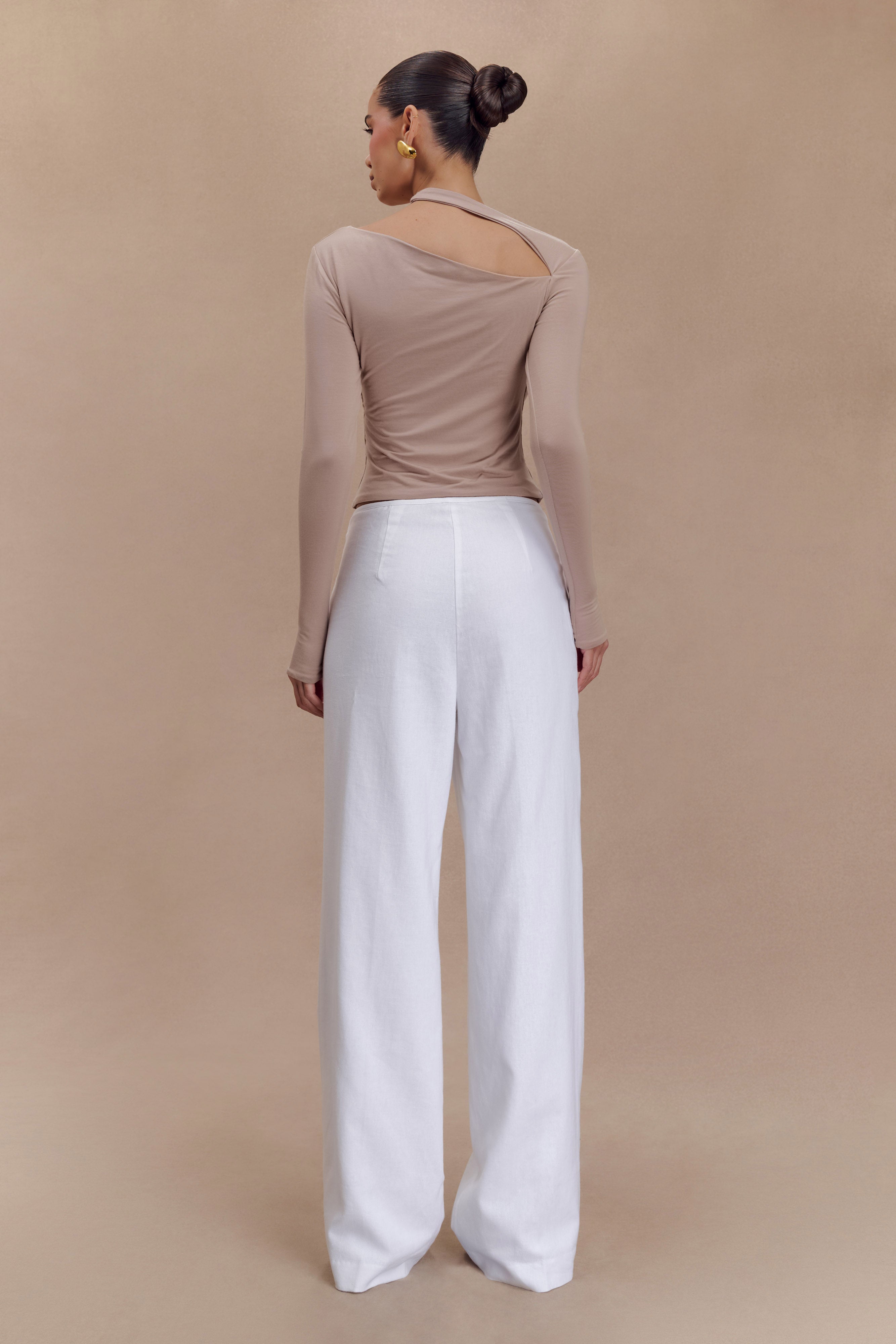 Sasha Modal Long Sleeve Top With Cut Out - Mushroom、mySite、solidvoid