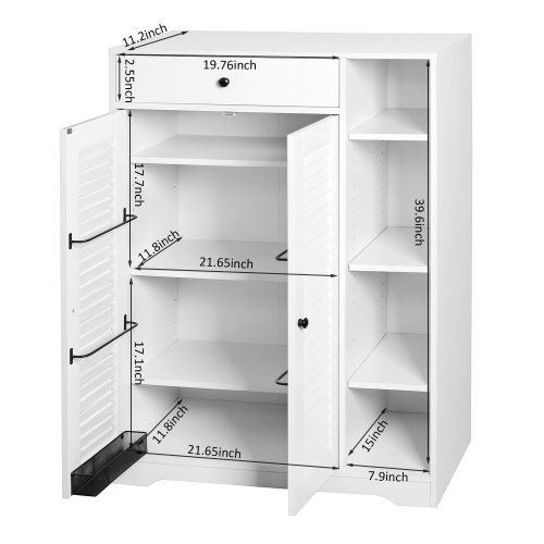 Wooden Shoe Cabinet for Entryway, White Shoe Storage Cabinet with 3 Flip Doors 20.94x9.45x43.11 inch、、casual