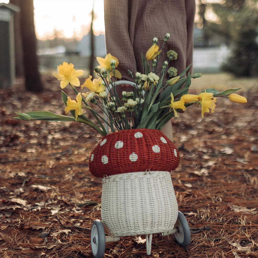  Olli Ella Rattan Mushroom Luggy - Red、mySite、merchandisen