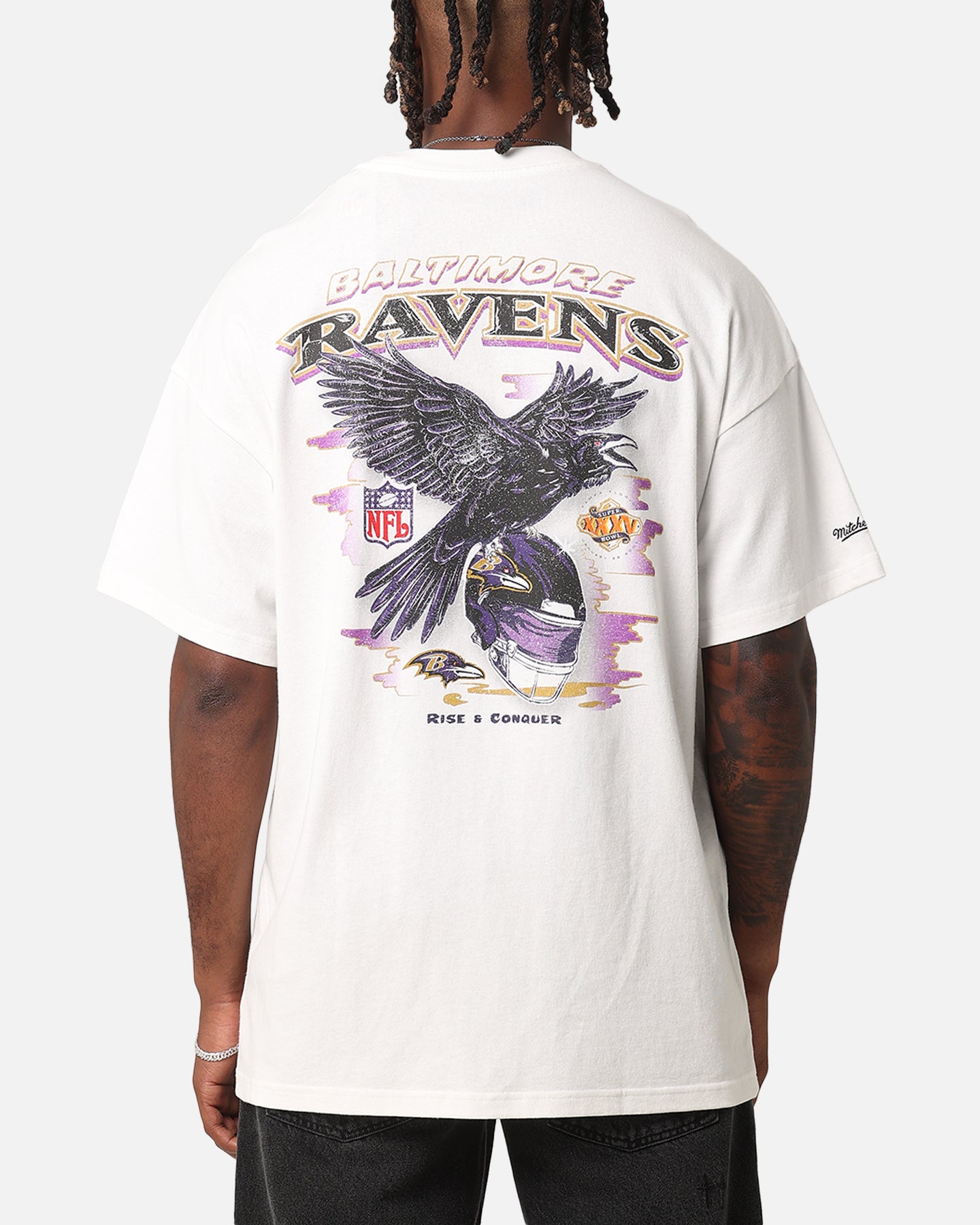 Mitchell & Ness Baltimore Ravens 'Alter Ego' Flames T-Shirt Vintage White、mySite、zt4zffjzw