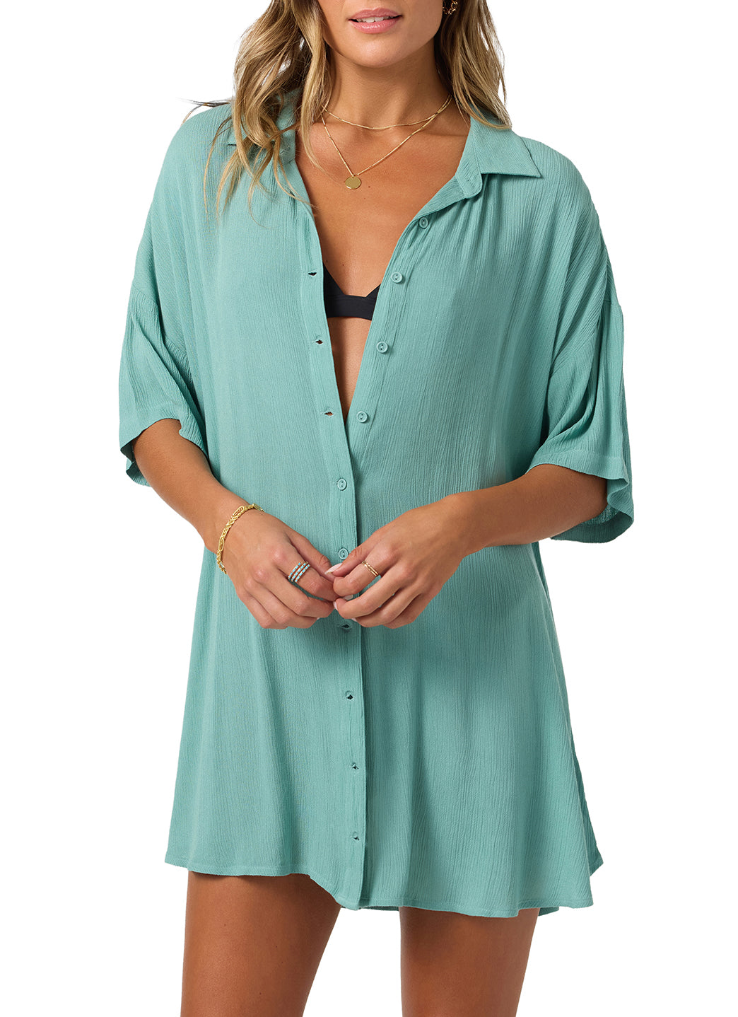 O'Neill Women's Saltwater Solids Carlee Shirt Cover Up、mySite、noshort
