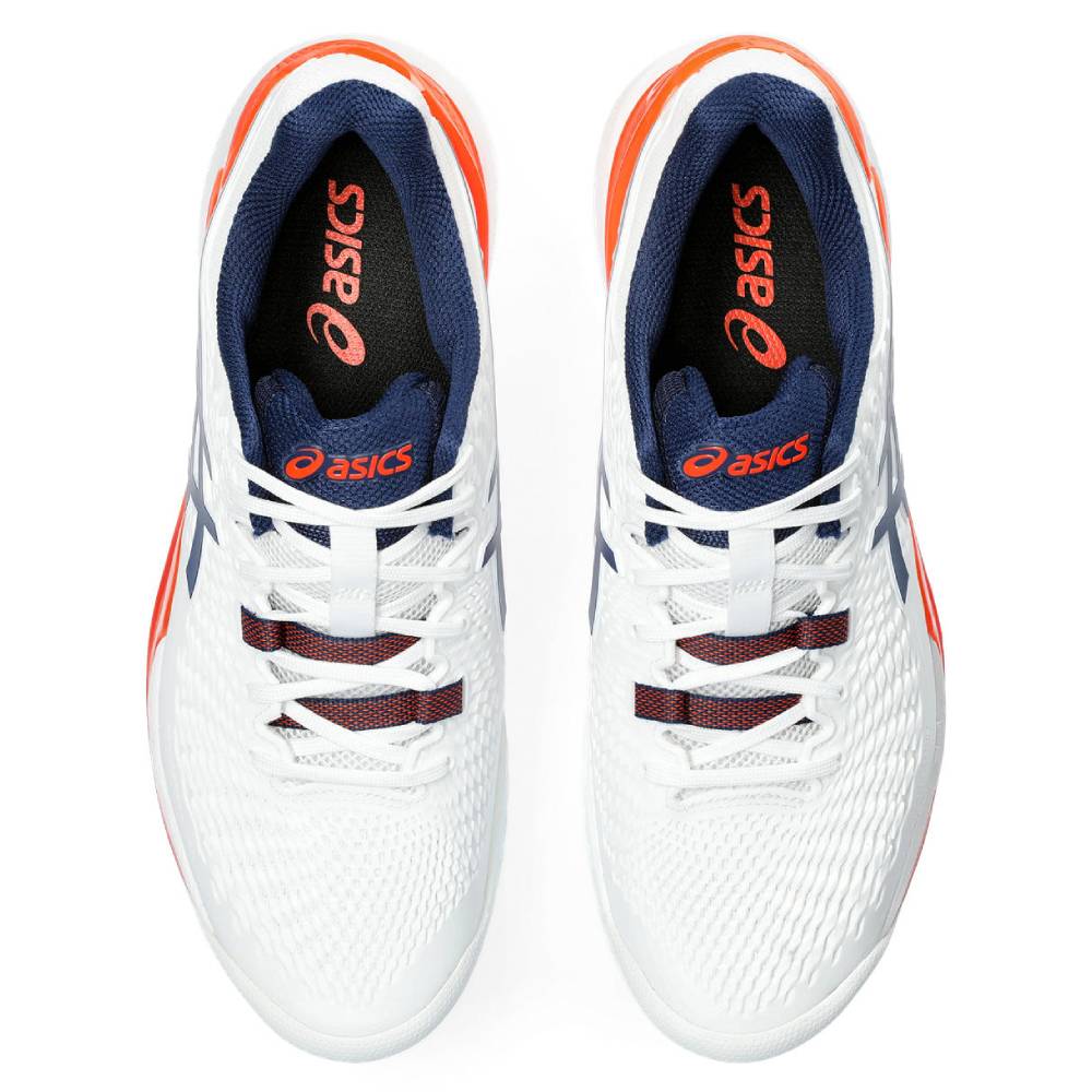 Asics Gel Resolution 9 Men's Tennis Shoe (White/Blue/Orange)
