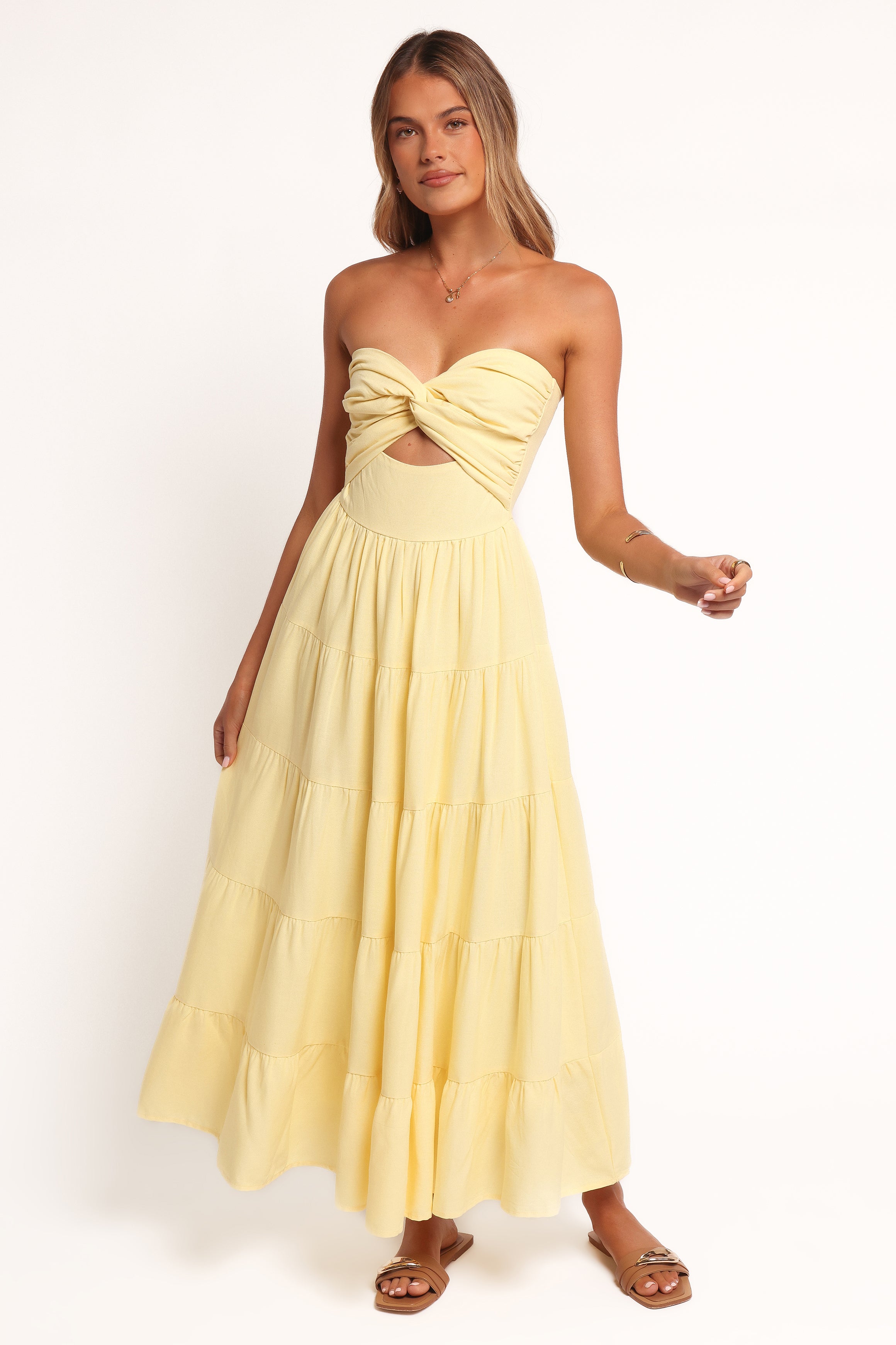  Sitara Strapless Midi Dress - Yellow、mySite、sugarbowlscore