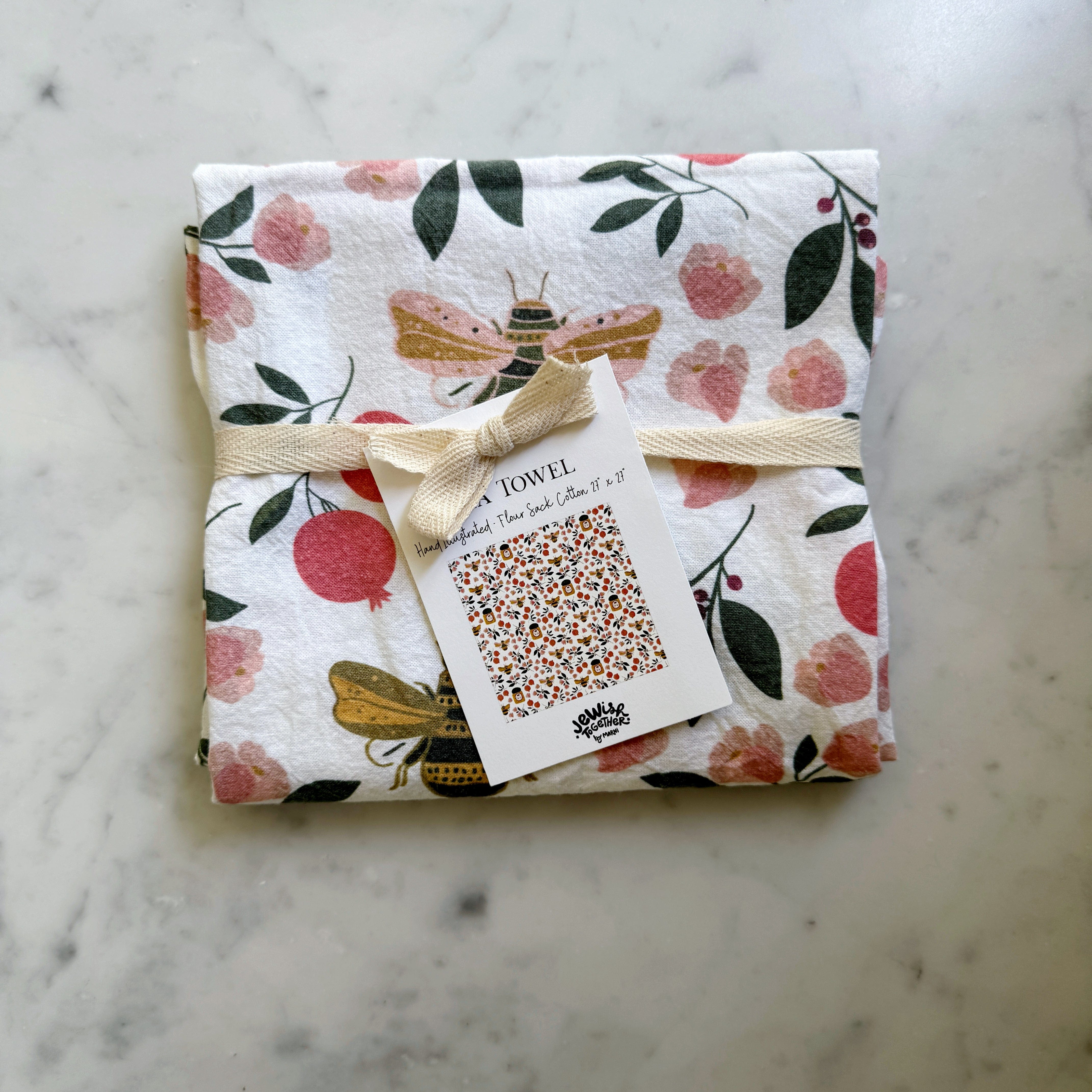 Rosh Hashanah Honey and Blooms Tea Towel、mySite、topwebapps