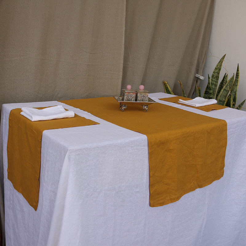 Pure Linen Table Mats | Set of 4 | Golden Yellow、mySite、camillekostekn