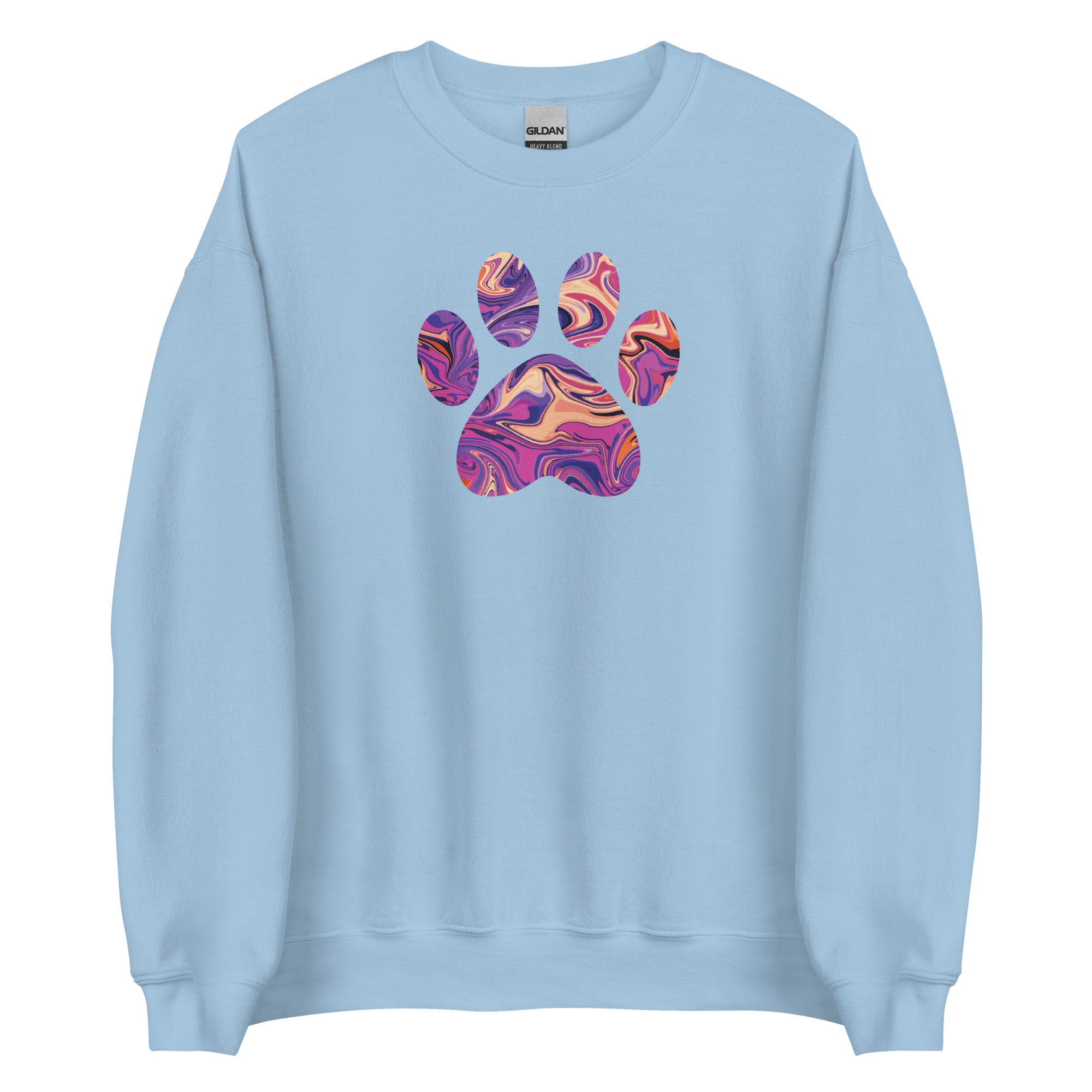 Purple Swirl Marbled Paw Crewneck Sweatshirt、mySite、camillekostekn