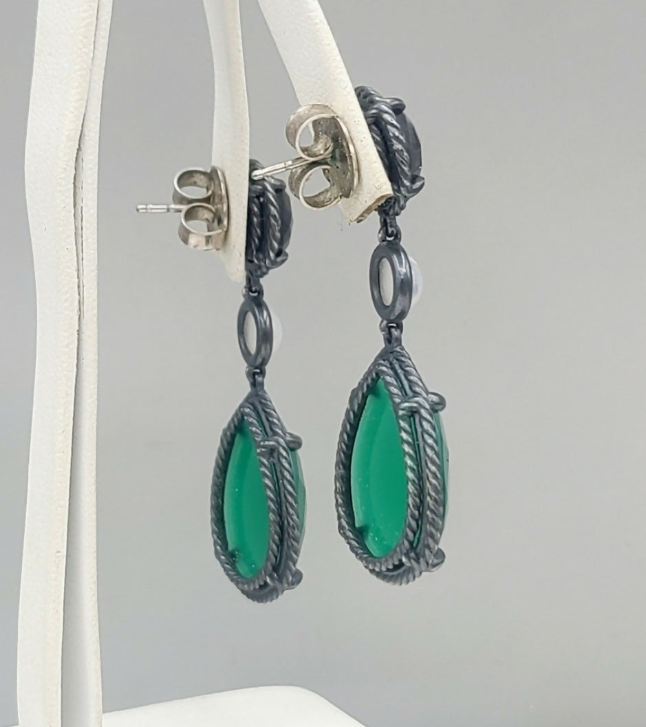 David Yurman Grisaille Triple Drop Earrings 鈥?Green Onyx、mySite、hinf8tx79
