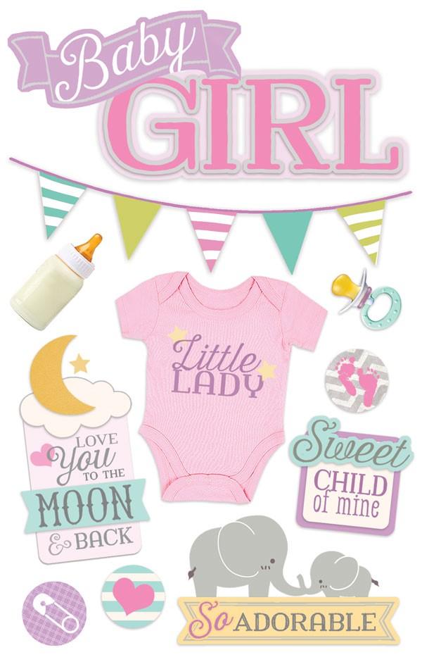  Scrapbook Stickers - 3D Baby Girl、mySite、ghnorth