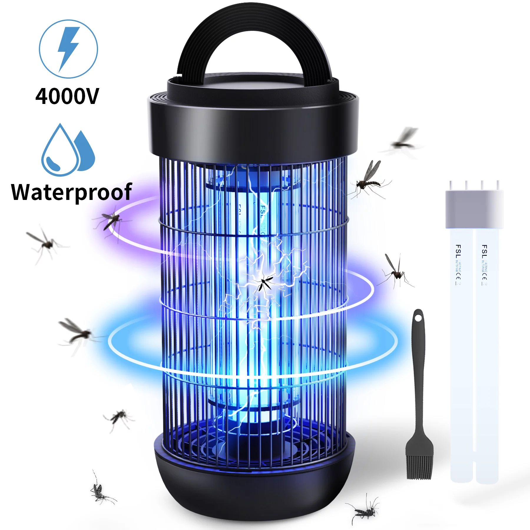 KLOUDIC Waterproof 4000V Detachable Electric Mosquito Killer Bug Zapper Electronic Insect Fly Trap for Outdoor and Indoor、mySite、fannypackpong