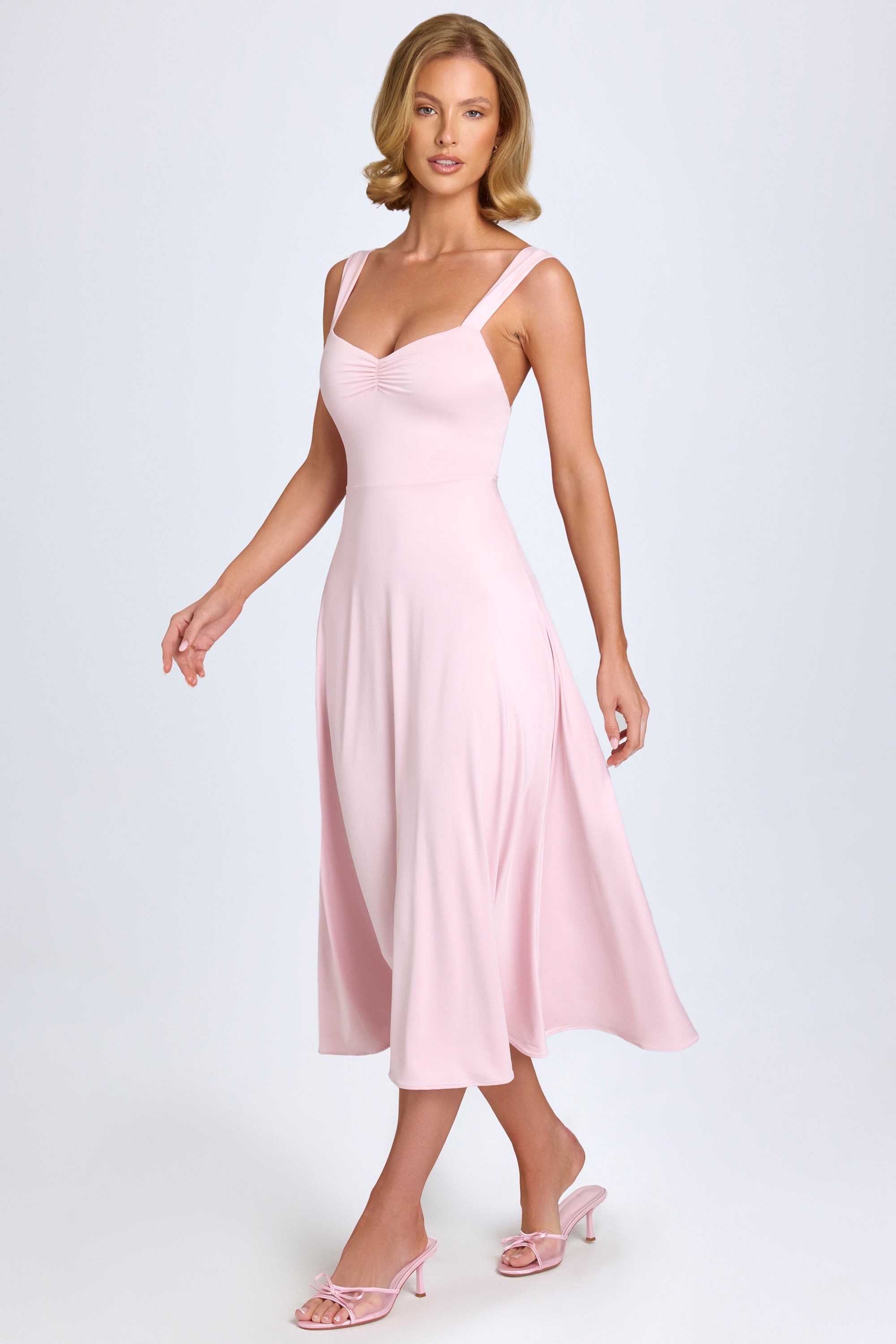 Sweetheart-Neck Ruched Midaxi Dress in Blush、mySite、solidvoid
