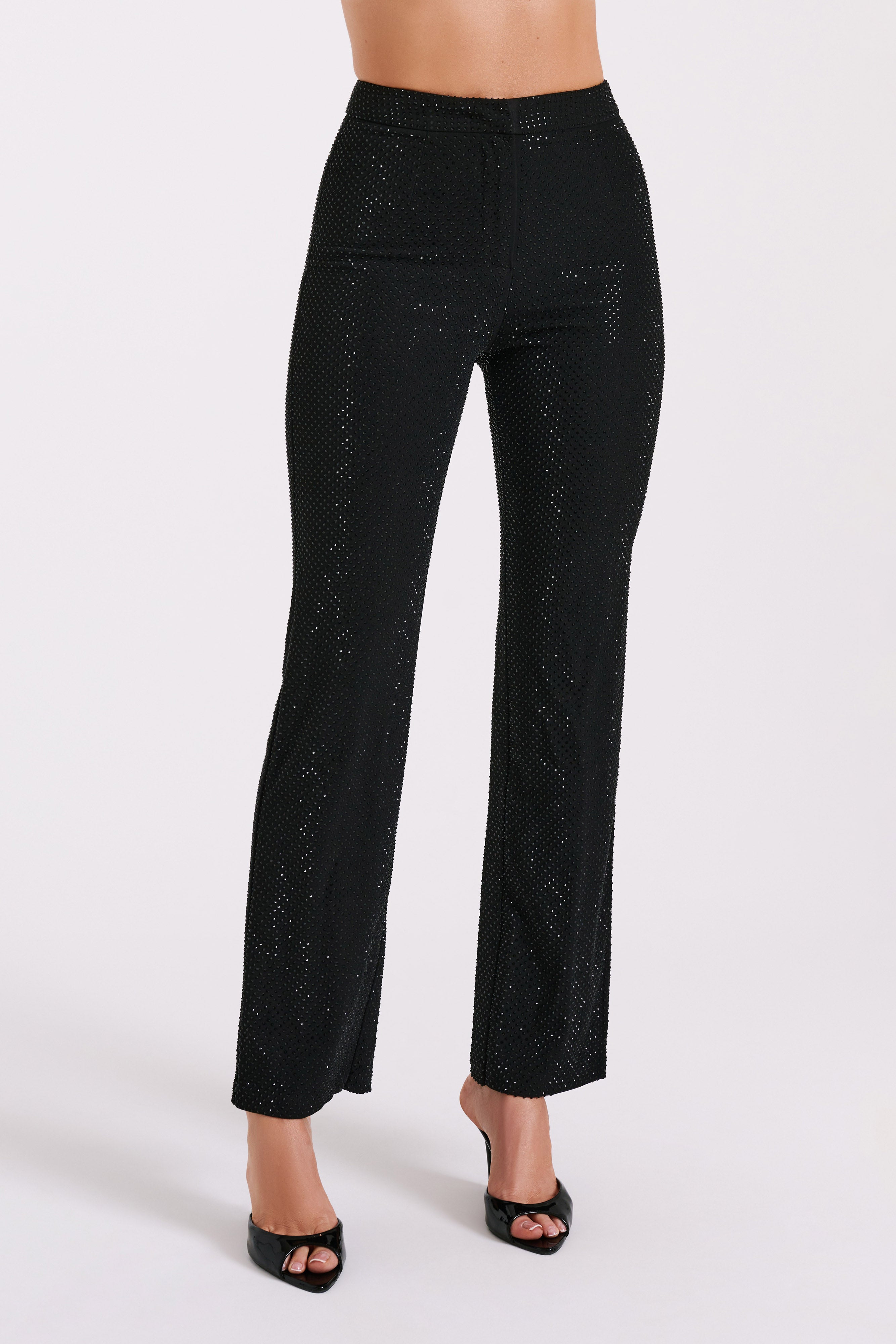 Kaycee Straight Leg Diamante Pants - Black、mySite、solidvoid