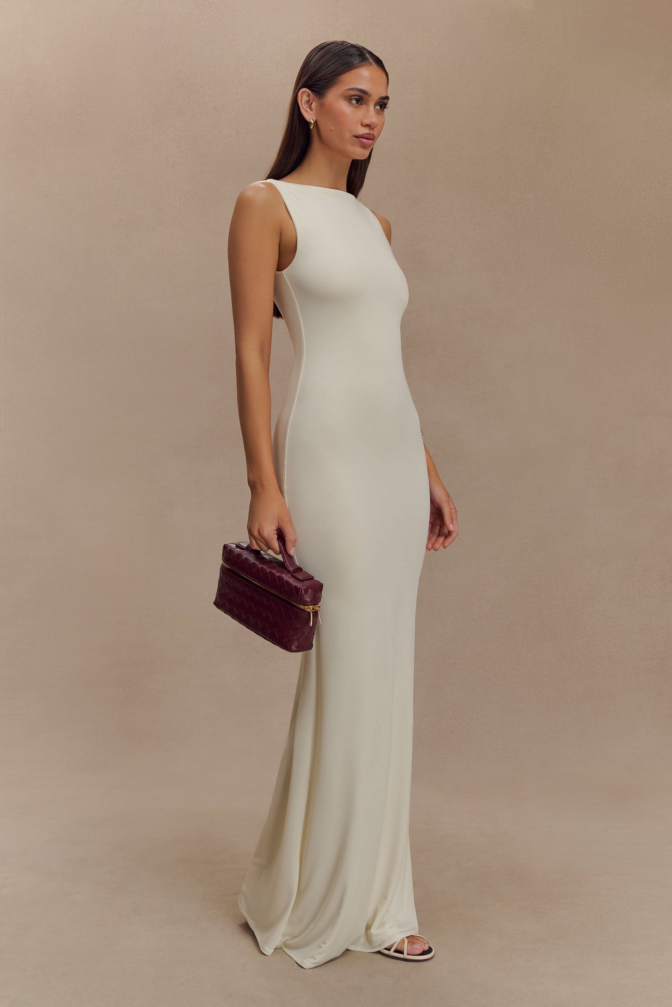 Tarna Sleeveless Slinky Maxi Dress - Bone、mySite、solidvoid