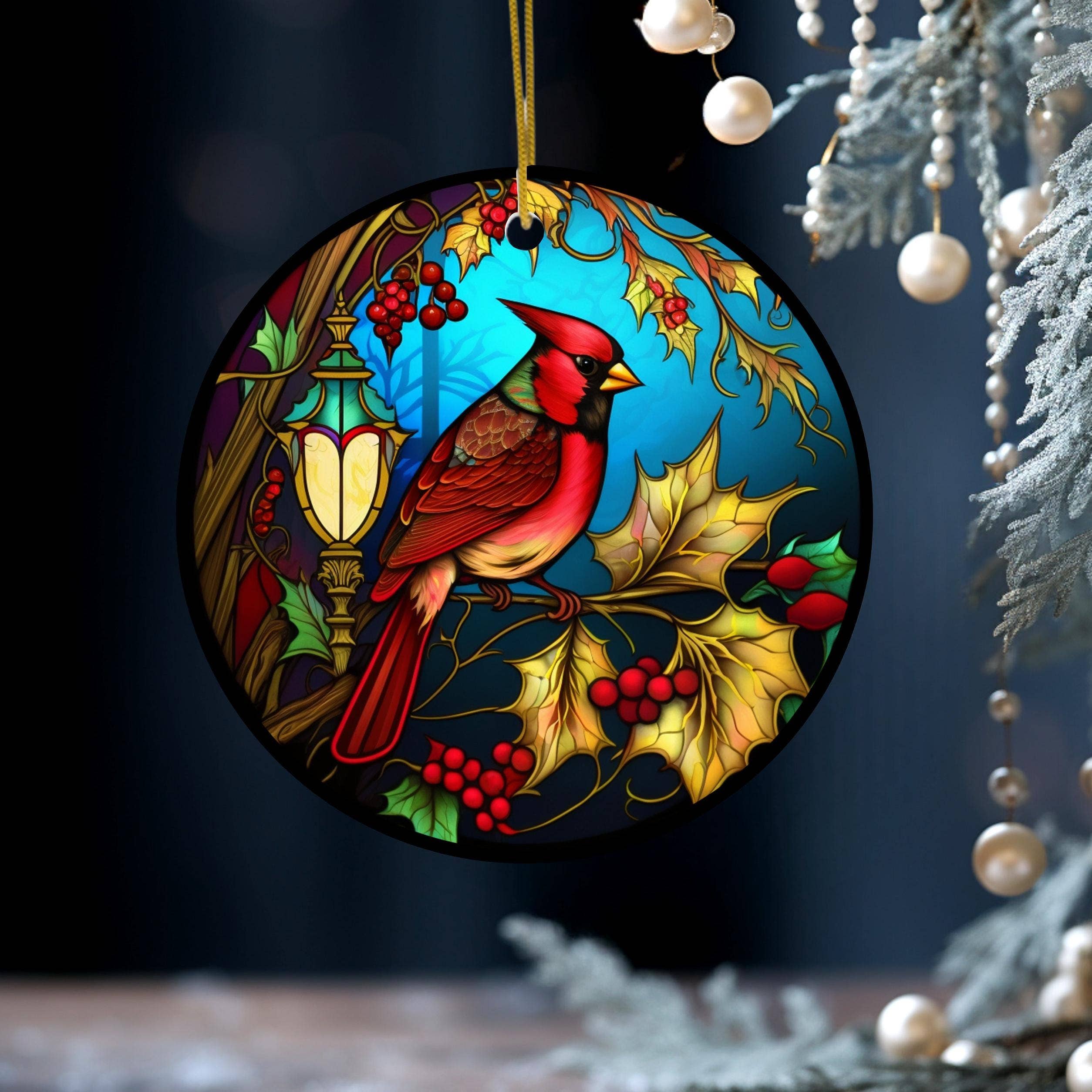 Cardinal Ceramic Christmas Tree Keepsake Ornament、mySite、g9winljtr