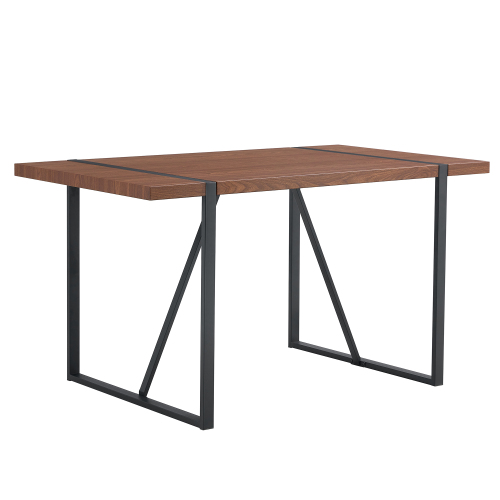 Rustic Industrial Rectangular Wood Dining Table For 4-6 Person, With 1.5" Thick Engineered Wood color Tabletop and Black Metal Legs,Desk For Kitchen Dining Living Room, 55.1" x 31.4"x 29.9"1529W115172、、casual