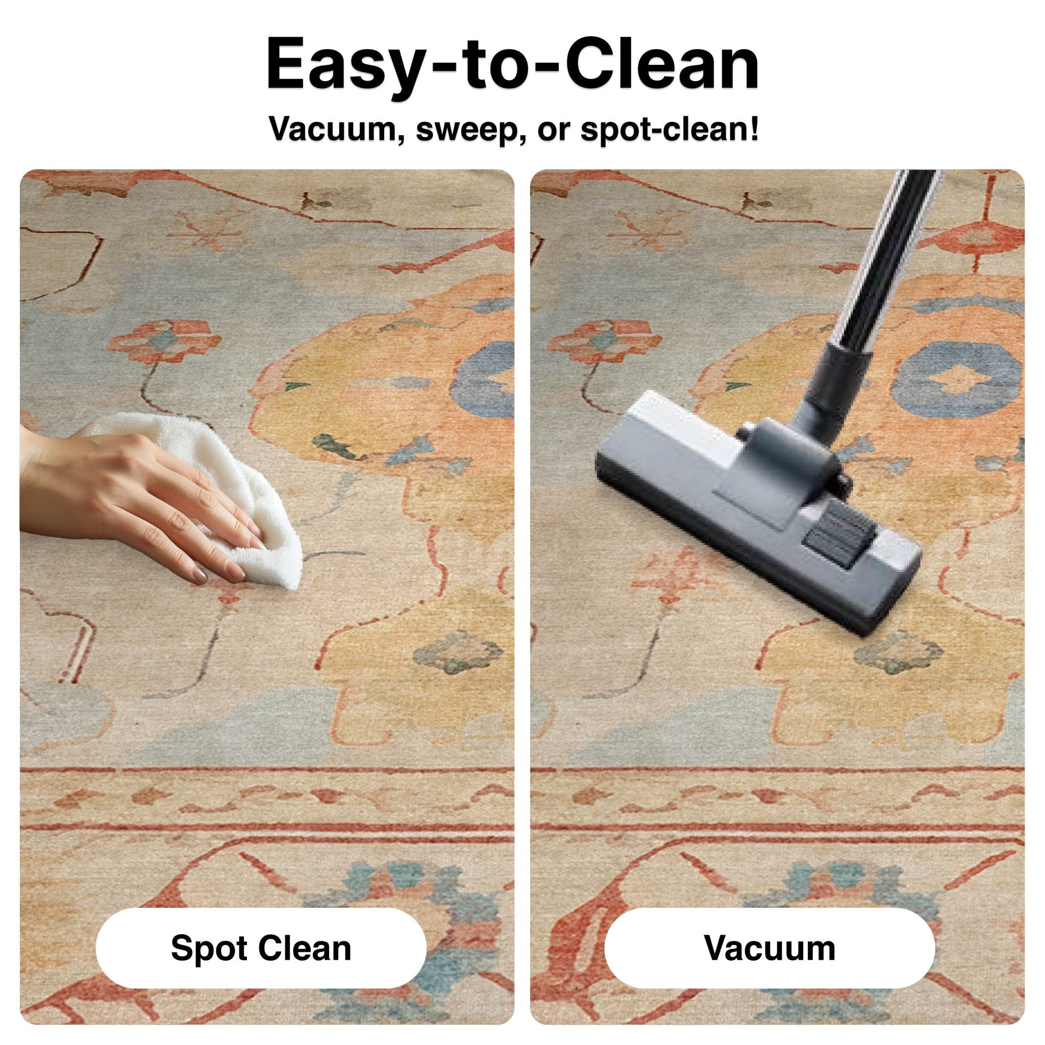 Pastel Tone On Tone - Updated Traditional Rug for Living Room Bedroom Dining Room ,Easy Clean、mySite、gigharbornorthrealestate