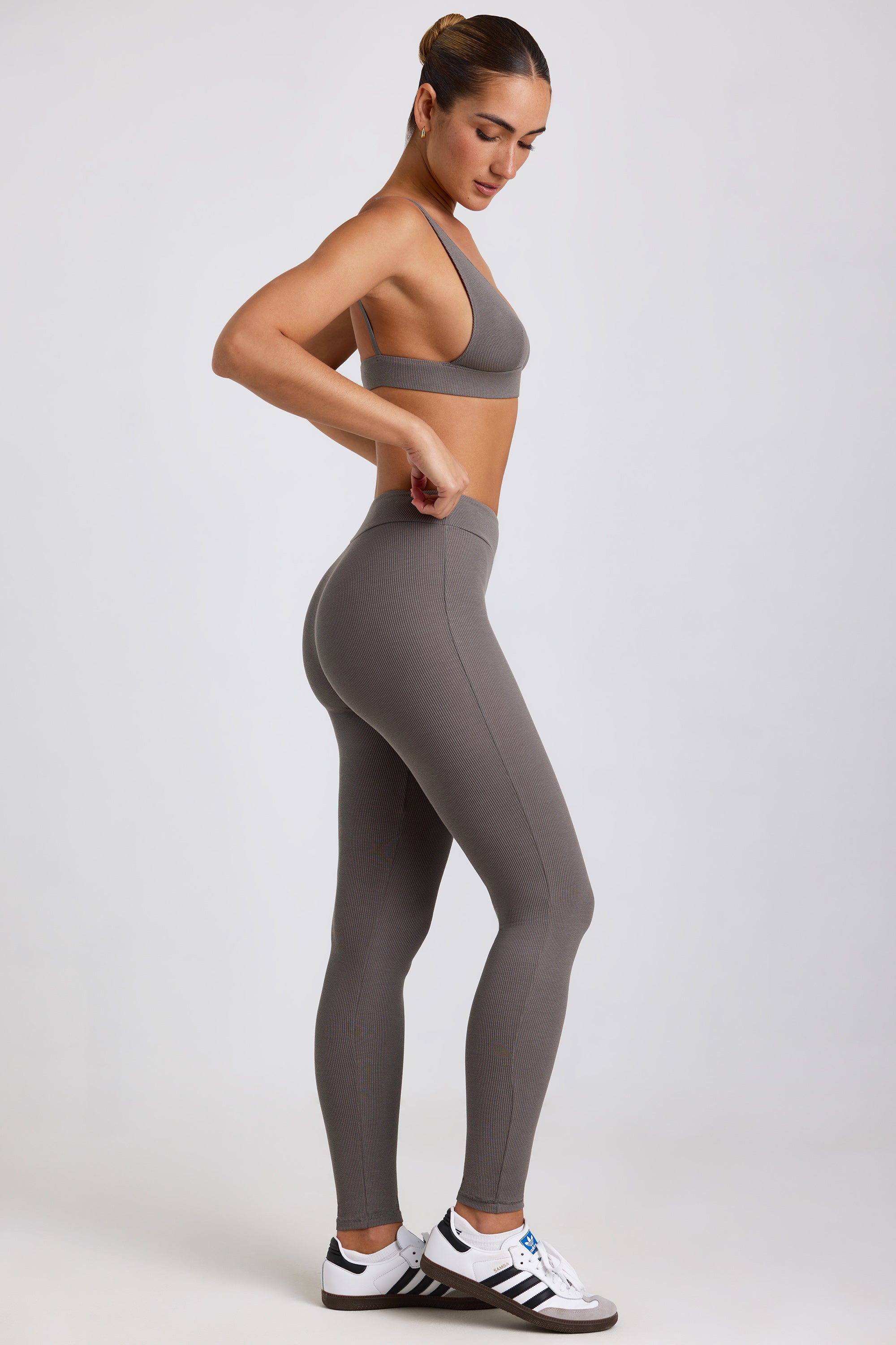 Ribbed Modal High Waist Leggings in Grey、mySite、solidvoid