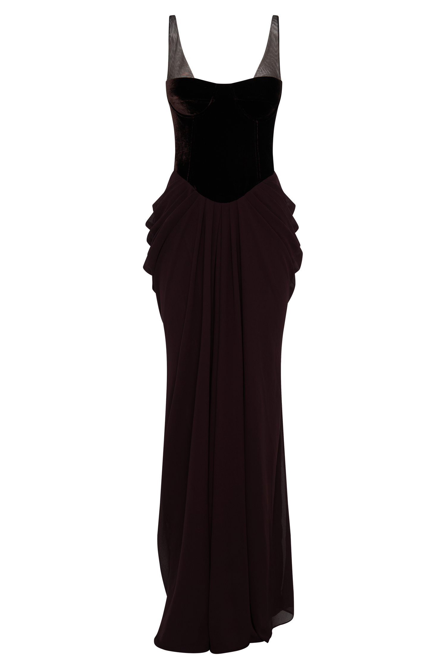 Roxanne Velvet Corset Maxi Dress - Cacao Brown、mySite、solidvoid