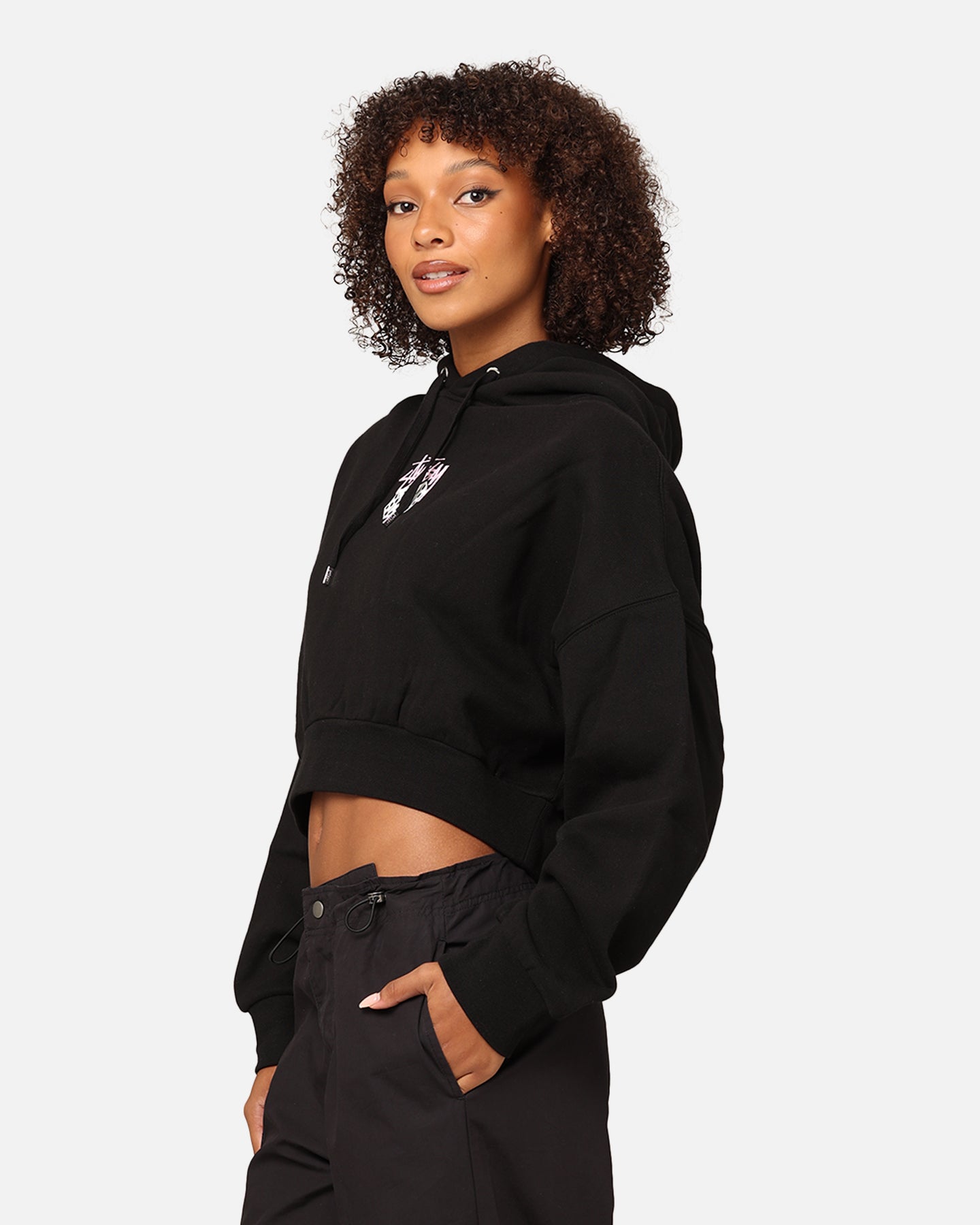 Stüssy Women's Pair Of Dice Cropped Hoodie Black、mySite、zt4zffjzw