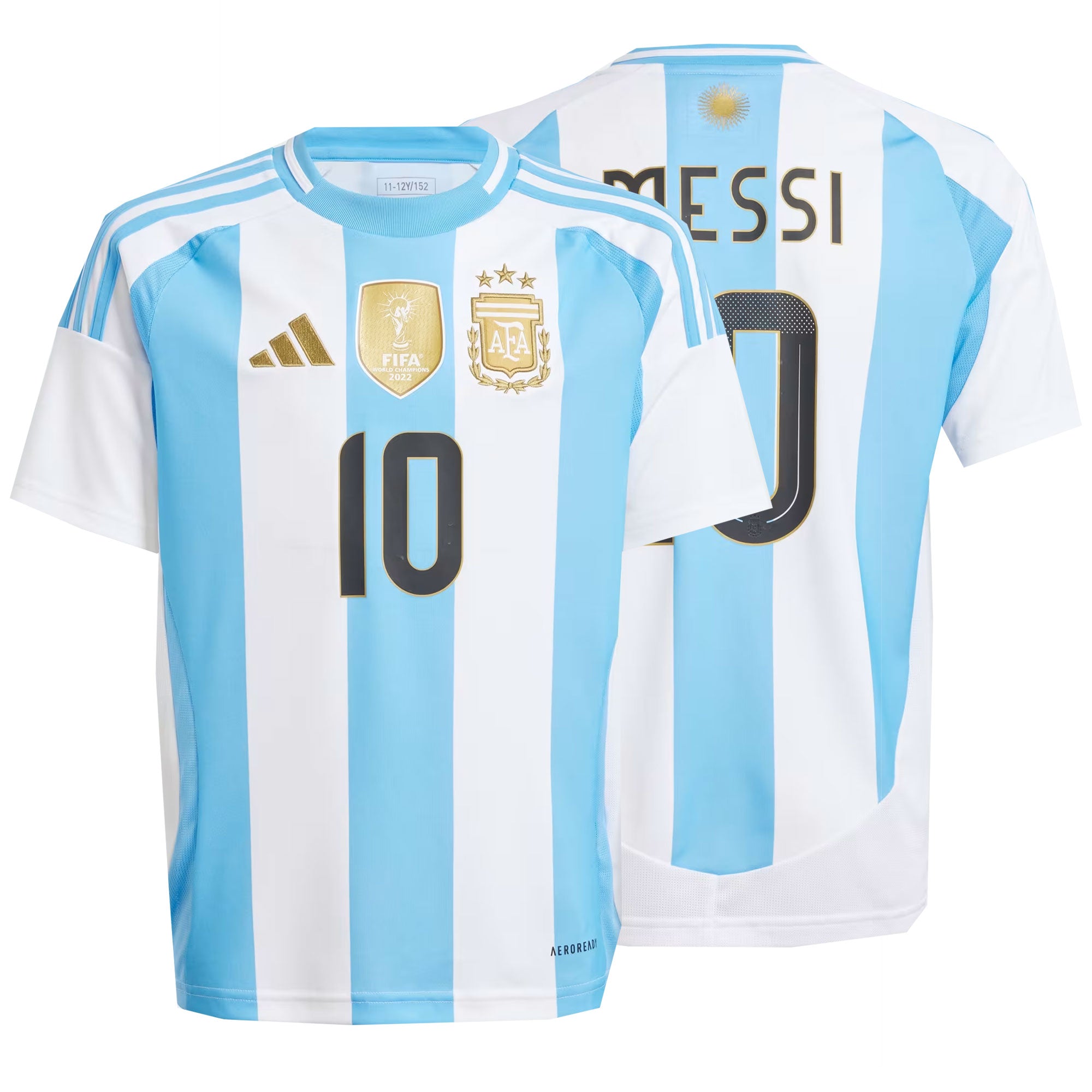adidas Kids Argentina 2024/25 Home Jersey w/ Messi #10 Printing、mySite、bottomscart