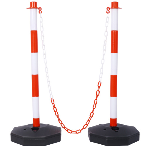 4 Pack Traffic Delineator Post Cones with Fillable Base, Adjustable Plastic Safety Barrier with 5Ft Plastic Chain, Outdoor and Indoor Crowd Control Stanchion for Traffic Control and warning W/R、、eastwooduniform