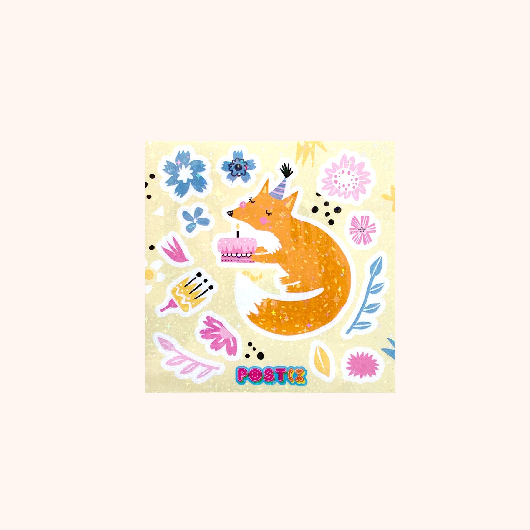  Party Fox Square Hologram Sticker Sheet、mySite、ghnorth