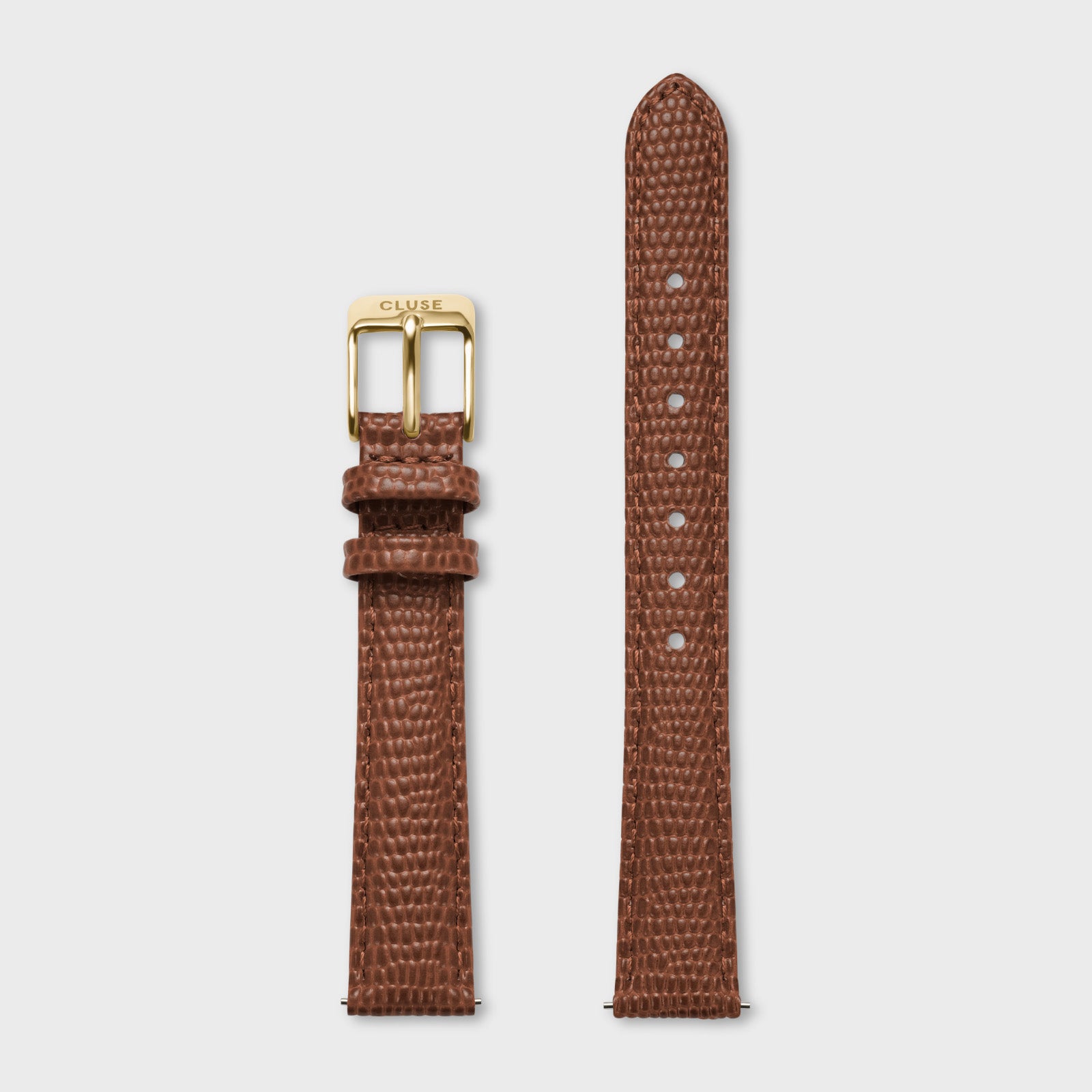 Strap 14 mm Leather Nutshell Lizard, Gold Colour、mySite、botmansion