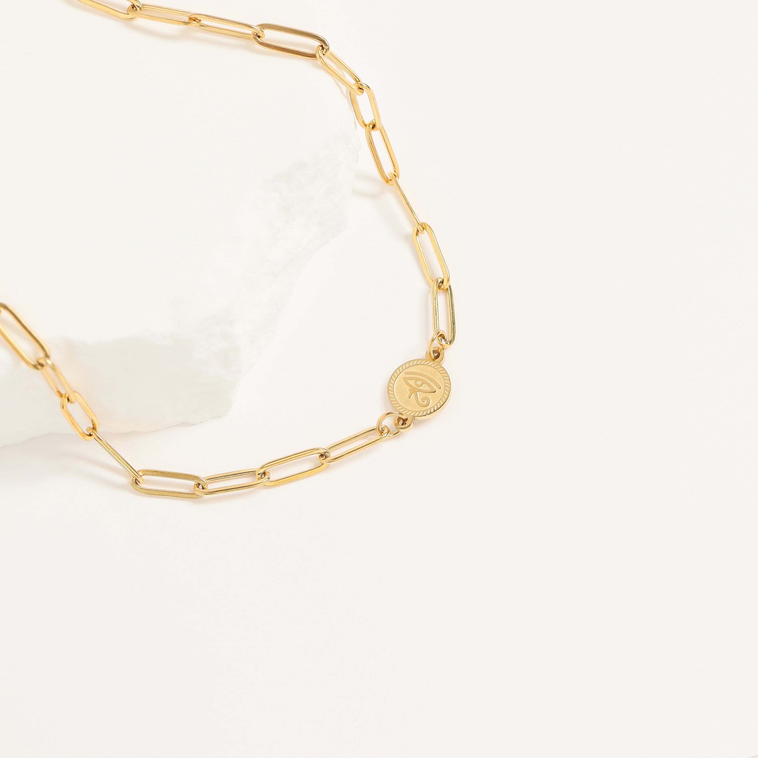 18K Gold PVD Paperclip Connector Chain Necklace / CHN0080、mySite、dreamappss
