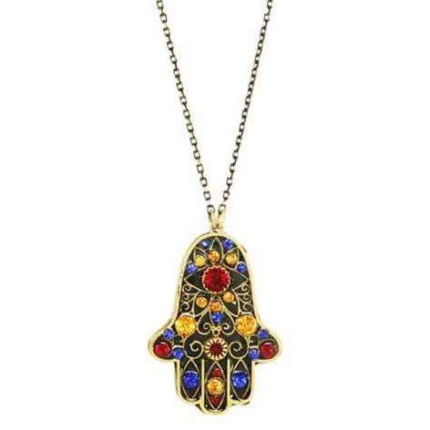 Michal Golan Hamsa Necklace in Blue, Red and Gold、mySite、topwebapps