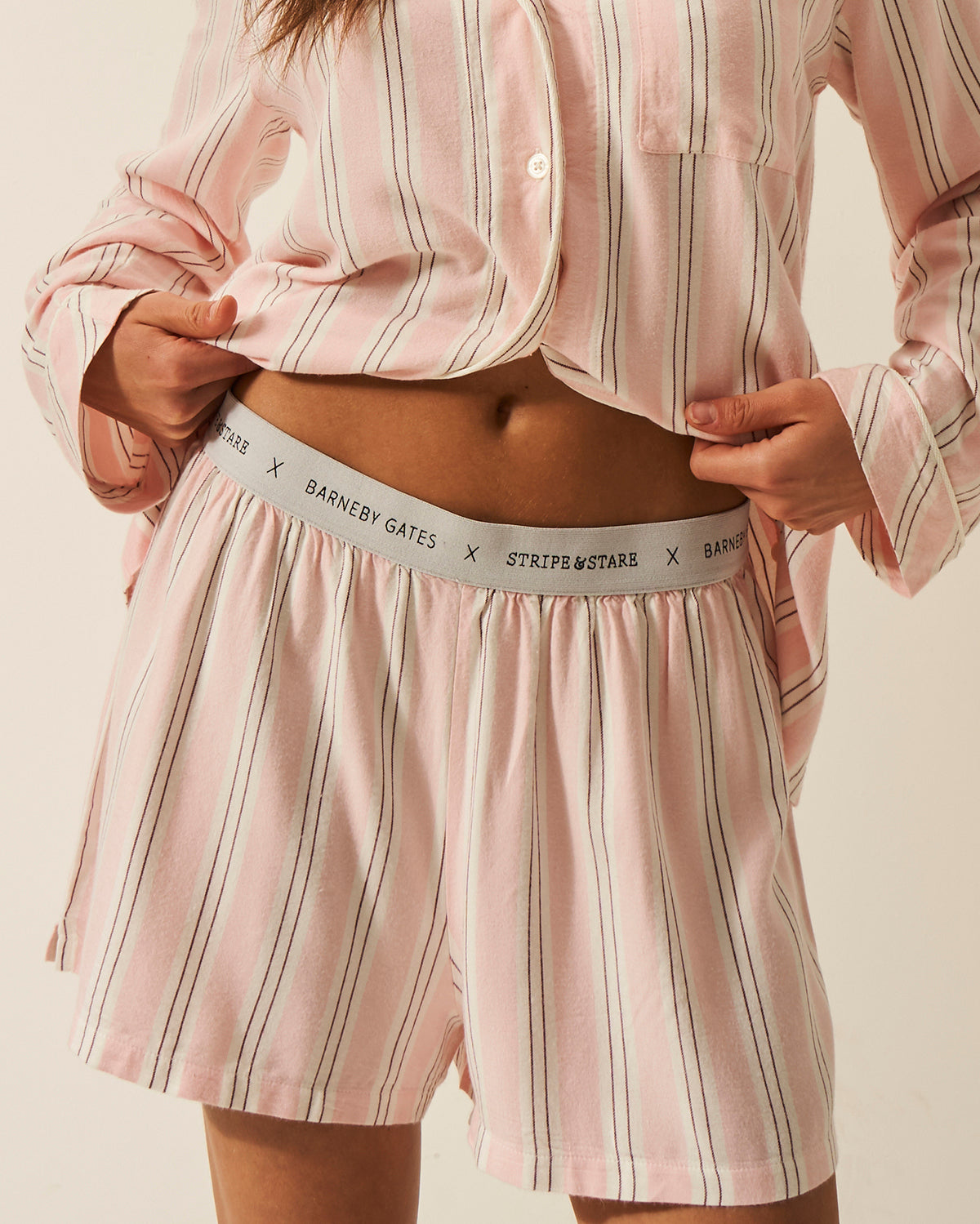 Soft Brushed Woven Pyjama Shorts - Barneby Gates Pink、mySite、bengalsvssteelers