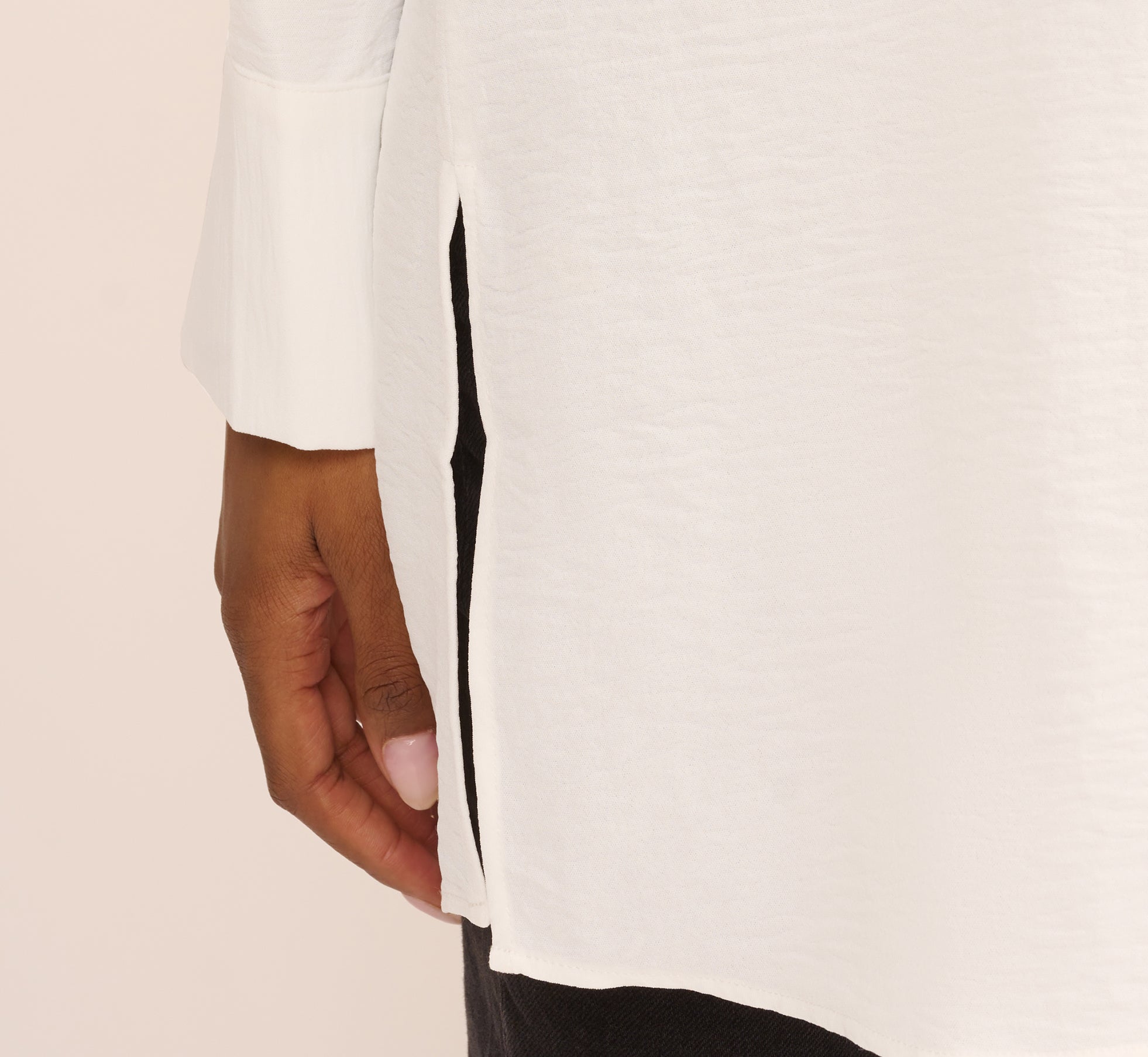Long Sleeve Button Front Airflow Blouse In Ivory、mySite、solidvoid