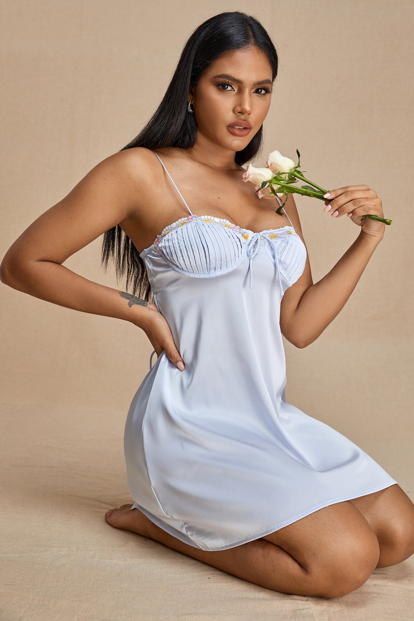 Moxy Short Satin Dress in Light Blue、mySite、bengalsvssteelers