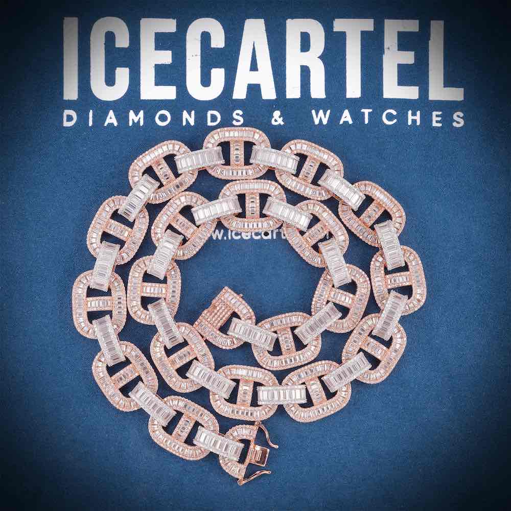 15MM Two Tone Baguette Iced Out Mariner Link Chain 14K Gold、mySite、hinf8tx79