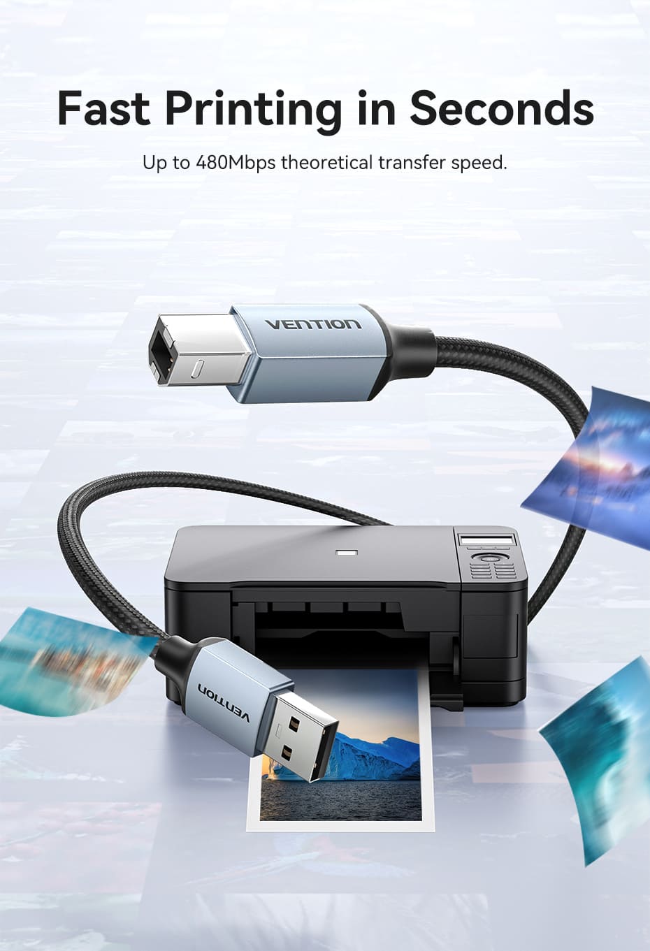 Cotton Braided USB 2.0 A Male to B Male Printer Cable