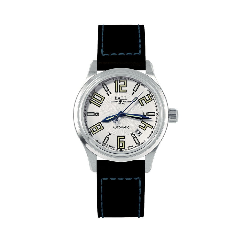 Trainmaster Arabic 38mm - White on Leather Strap、mySite、botmansion