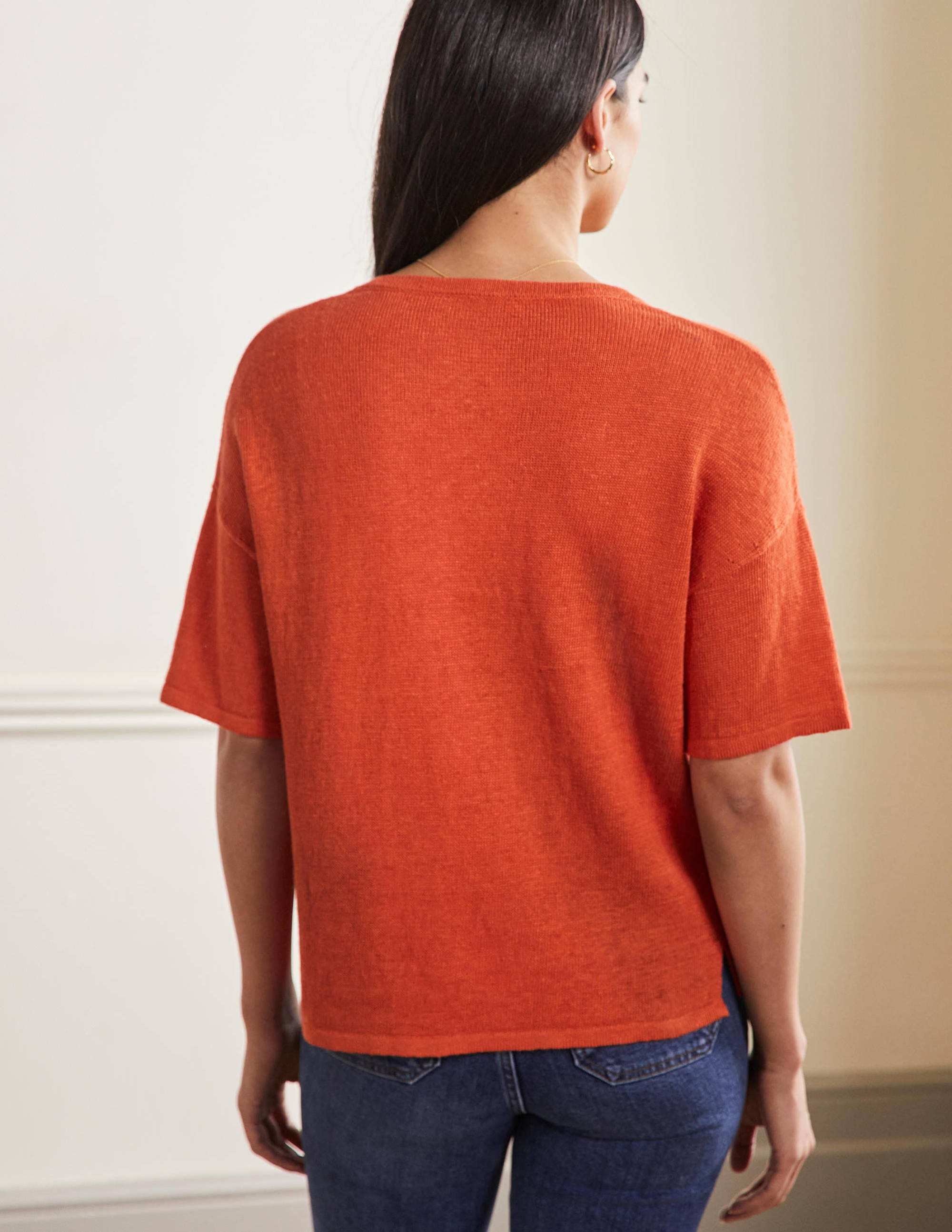  Linen Knitted T-shirt-Bright Papaya、mySite、ashleygrahame