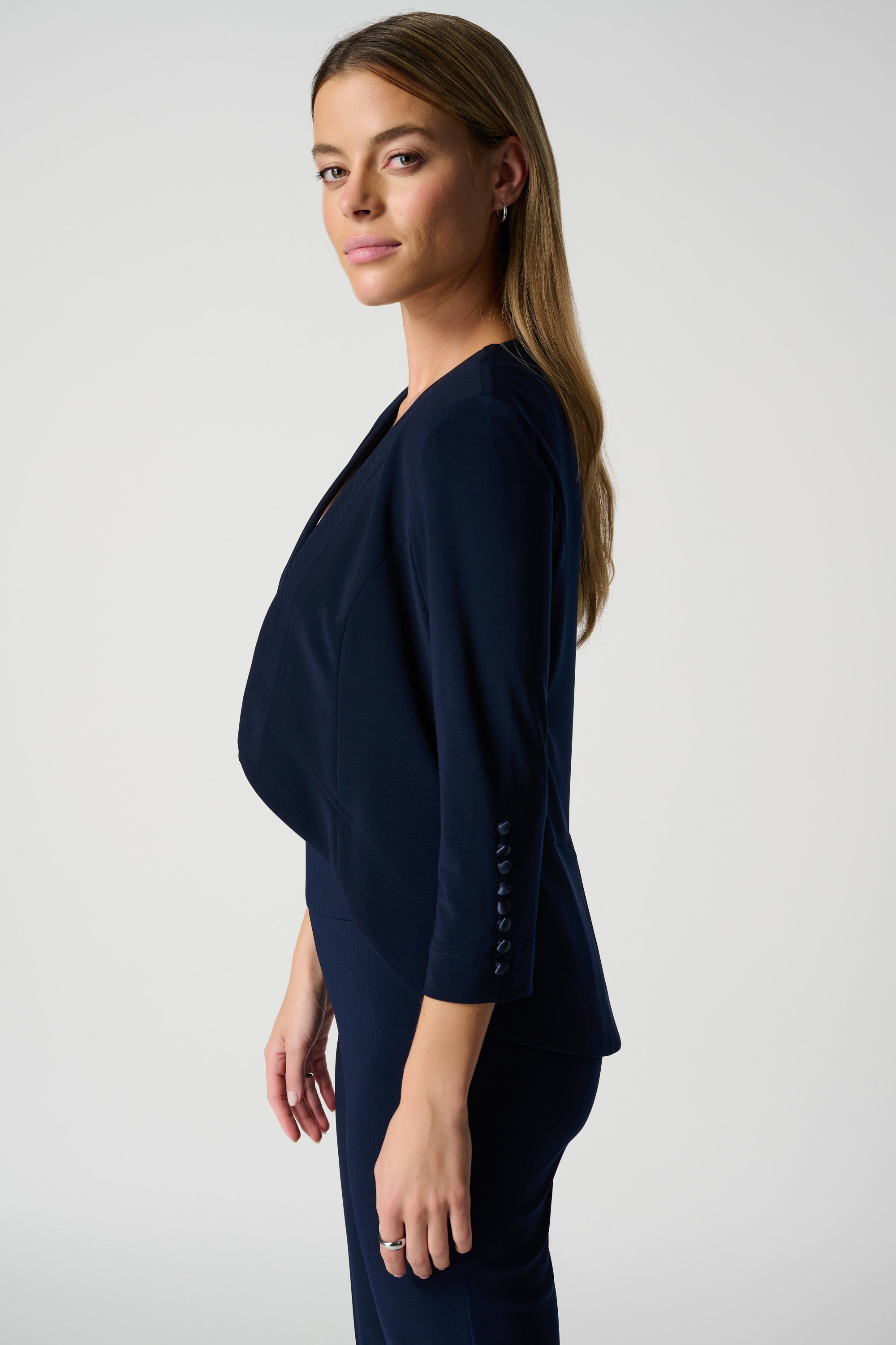 Joseph Ribkoff Cropped High Low Jacket, Midnight Blue、mySite、noshort