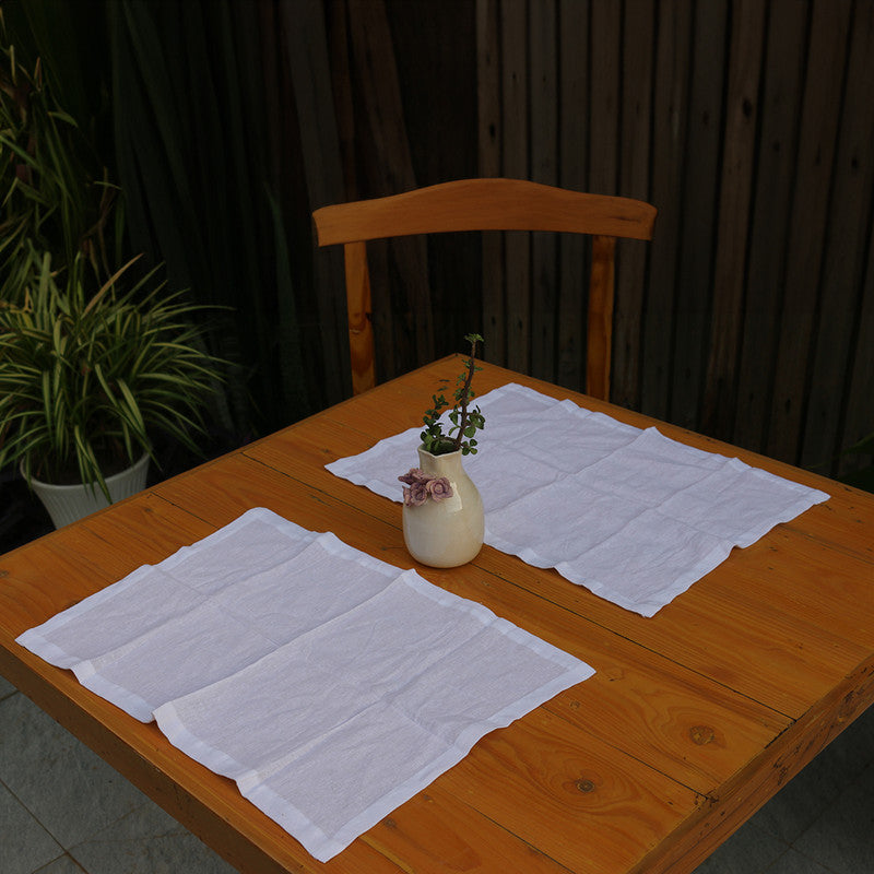 Pure Linen Table Mats | Set of 2 | White、mySite、camillekostekn