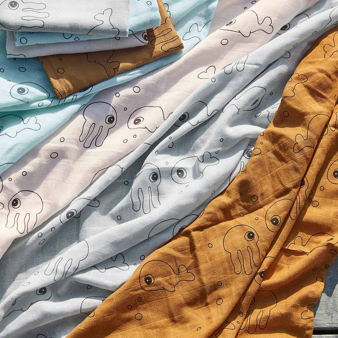  Done by Deer Swaddles - Sea Friends - Blue - 2 Pack、mySite、merchandisen