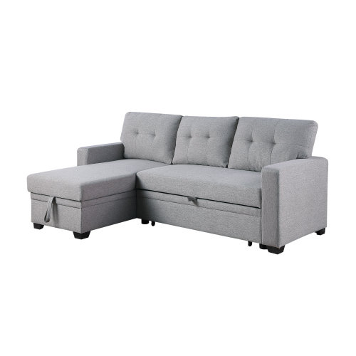 Upholstered Pull out Sectional Sofa with Chaise、、casual