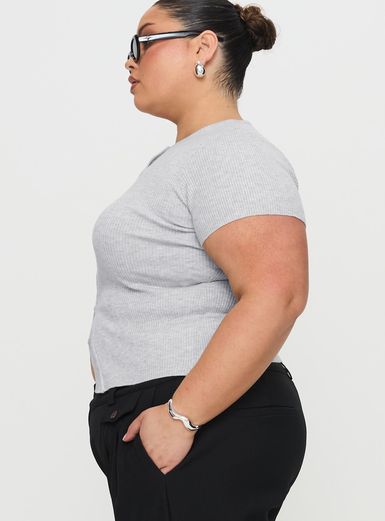 Suzu Knit Top Grey Curve、mySite、solidvoid