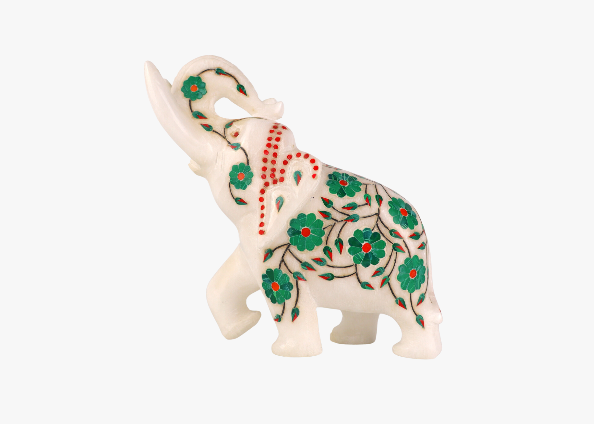 Elephant - White marble, semi-precious gemstones (15cm)、mySite、topwebapps