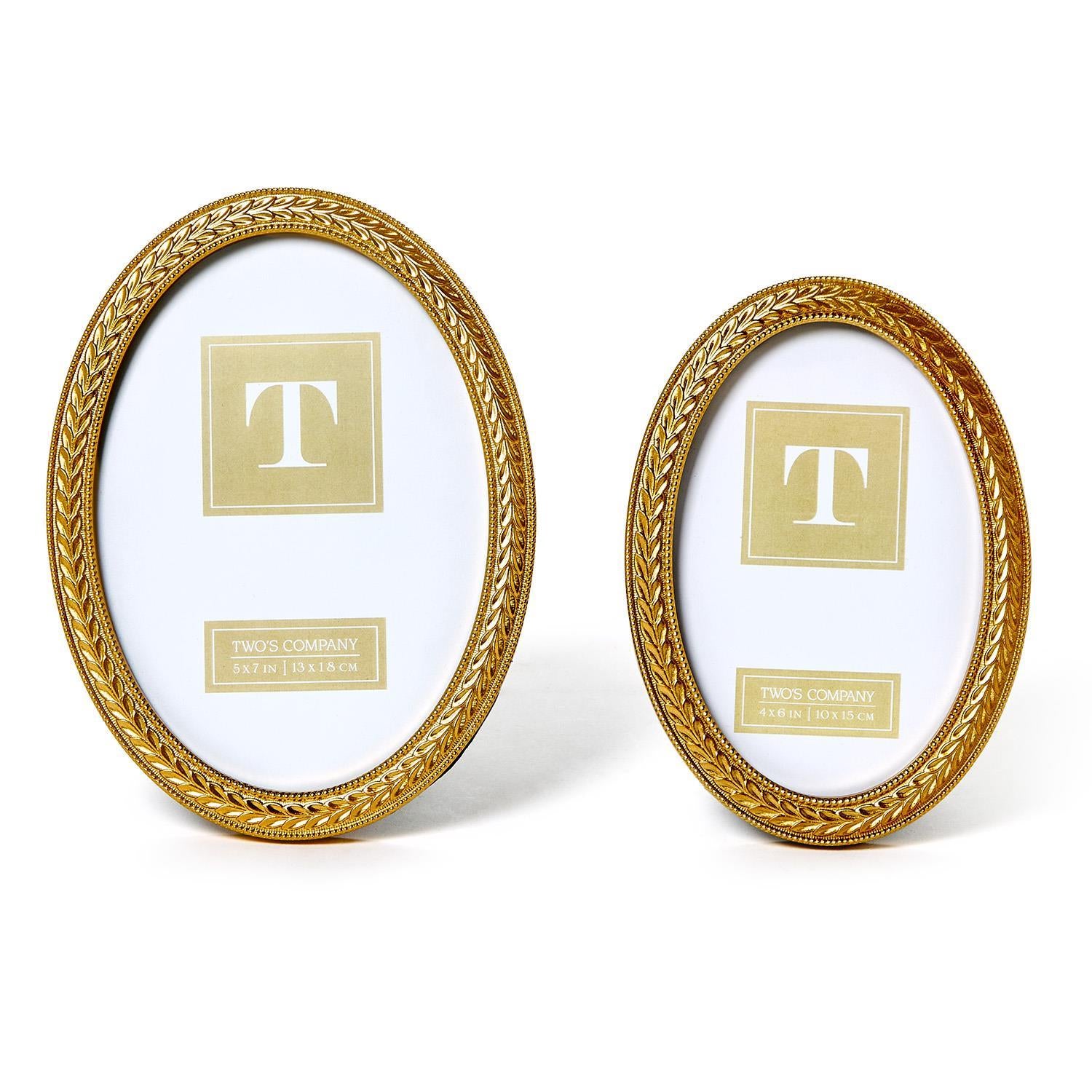  Set Of 2 Laurel Wreath Gold Oval Photo Frame、mySite、elrpsem3k