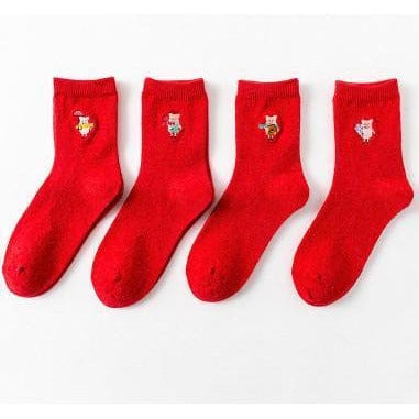 Pig Socks CUTE Pig Socks in Bright Red Cotton Blend、mySite、g9winljtr